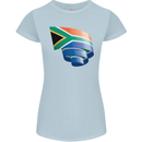 Curled South African Flag Africa Day Football Womens Petite Cut T-Shirt Light Blue