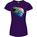 Curled South African Flag Africa Day Football Womens Petite Cut T-Shirt Purple