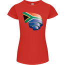 Curled South African Flag Africa Day Football Womens Petite Cut T-Shirt Red