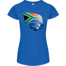 Curled South African Flag Africa Day Football Womens Petite Cut T-Shirt Royal Blue