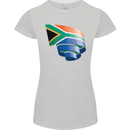 Curled South African Flag Africa Day Football Womens Petite Cut T-Shirt Sports Grey