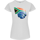 Curled South African Flag Africa Day Football Womens Petite Cut T-Shirt White