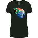 Curled South African Flag Africa Day Football Womens Wider Cut T-Shirt Black