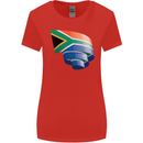 Curled South African Flag Africa Day Football Womens Wider Cut T-Shirt Red
