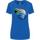 Curled South African Flag Africa Day Football Womens Wider Cut T-Shirt Royal Blue