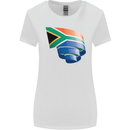 Curled South African Flag Africa Day Football Womens Wider Cut T-Shirt White