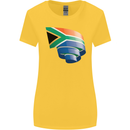 Curled South African Flag Africa Day Football Womens Wider Cut T-Shirt Yellow