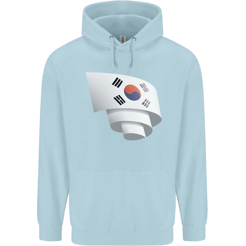 Curled South Korea Flag Korean Day Football Childrens Kids Hoodie Light Blue