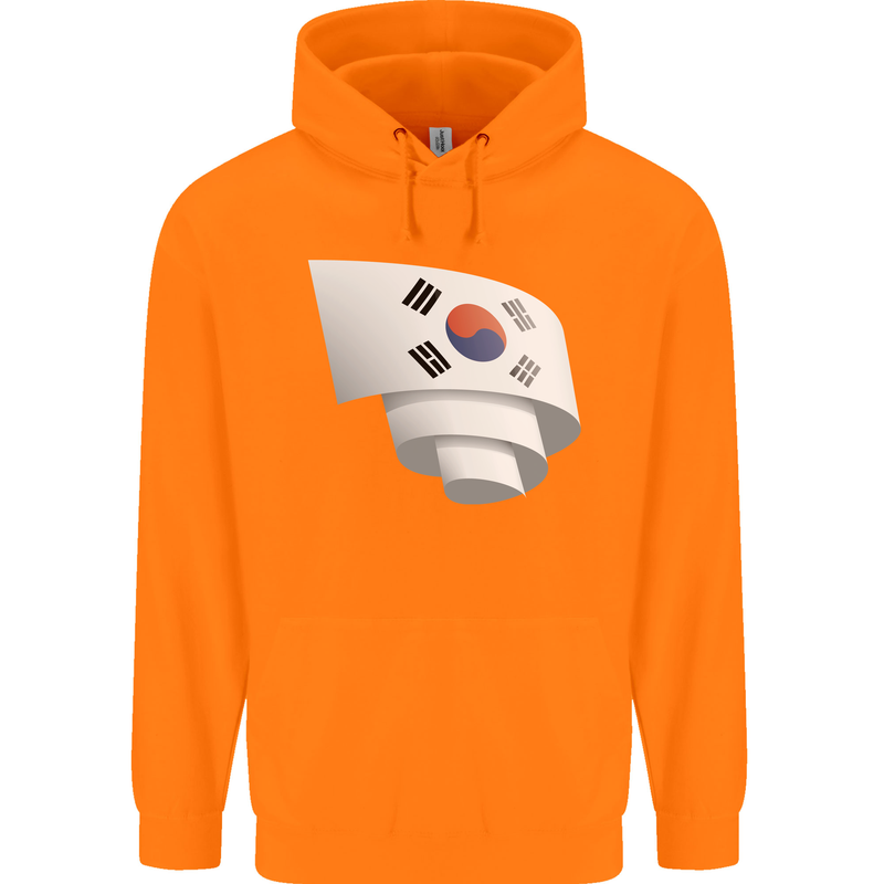 Curled South Korea Flag Korean Day Football Childrens Kids Hoodie Orange