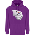 Curled South Korea Flag Korean Day Football Childrens Kids Hoodie Purple