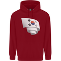 Curled South Korea Flag Korean Day Football Childrens Kids Hoodie Red