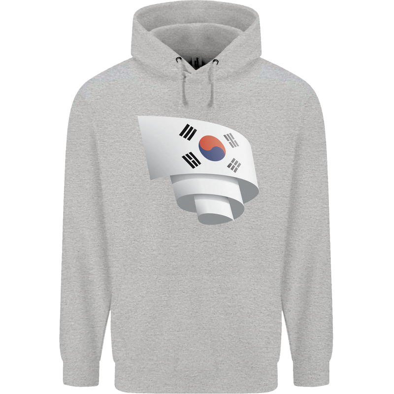 Curled South Korea Flag Korean Day Football Childrens Kids Hoodie Sports Grey