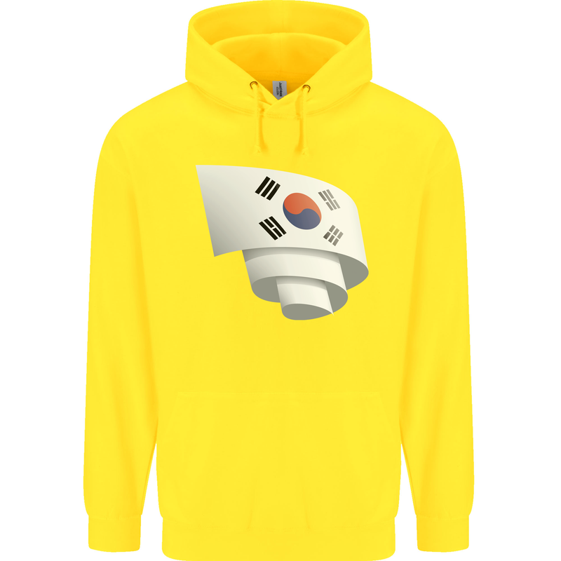 Curled South Korea Flag Korean Day Football Childrens Kids Hoodie Yellow