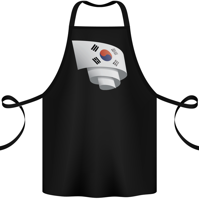 Curled South Korea Flag Korean Day Football Cotton Apron 100% Organic Black