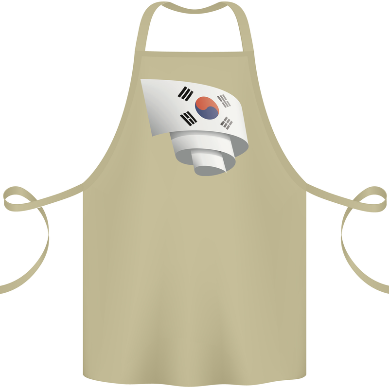 Curled South Korea Flag Korean Day Football Cotton Apron 100% Organic Khaki