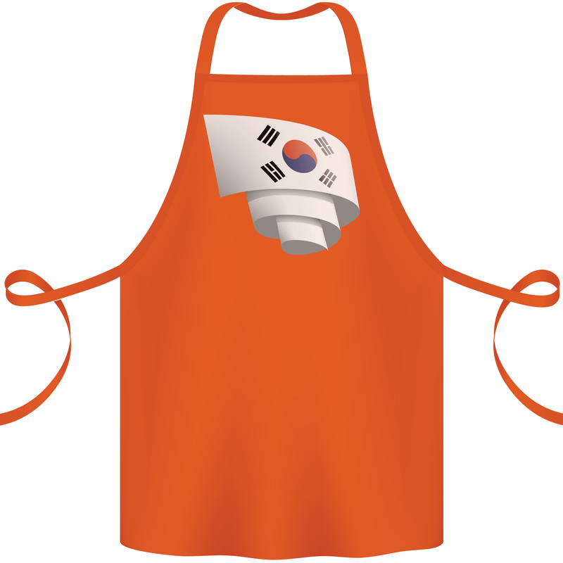 Curled South Korea Flag Korean Day Football Cotton Apron 100% Organic Orange