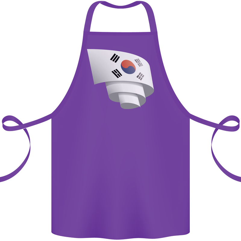 Curled South Korea Flag Korean Day Football Cotton Apron 100% Organic Purple