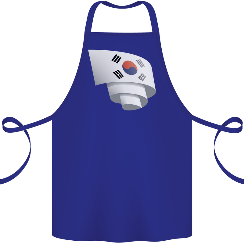 Curled South Korea Flag Korean Day Football Cotton Apron 100% Organic Royal Blue
