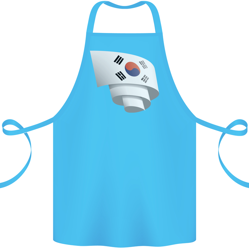 Curled South Korea Flag Korean Day Football Cotton Apron 100% Organic Turquoise