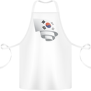 Curled South Korea Flag Korean Day Football Cotton Apron 100% Organic White