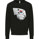 Curled South Korea Flag Korean Day Football Kids Sweatshirt Jumper Black