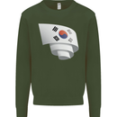 Curled South Korea Flag Korean Day Football Kids Sweatshirt Jumper Forest Green