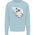 Curled South Korea Flag Korean Day Football Kids Sweatshirt Jumper Light Blue
