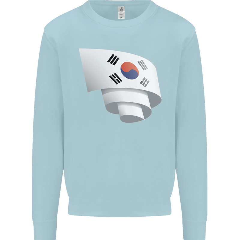 Curled South Korea Flag Korean Day Football Kids Sweatshirt Jumper Light Blue