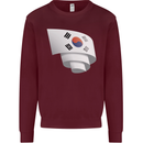 Curled South Korea Flag Korean Day Football Kids Sweatshirt Jumper Maroon