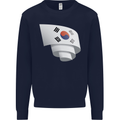 Curled South Korea Flag Korean Day Football Kids Sweatshirt Jumper Navy Blue