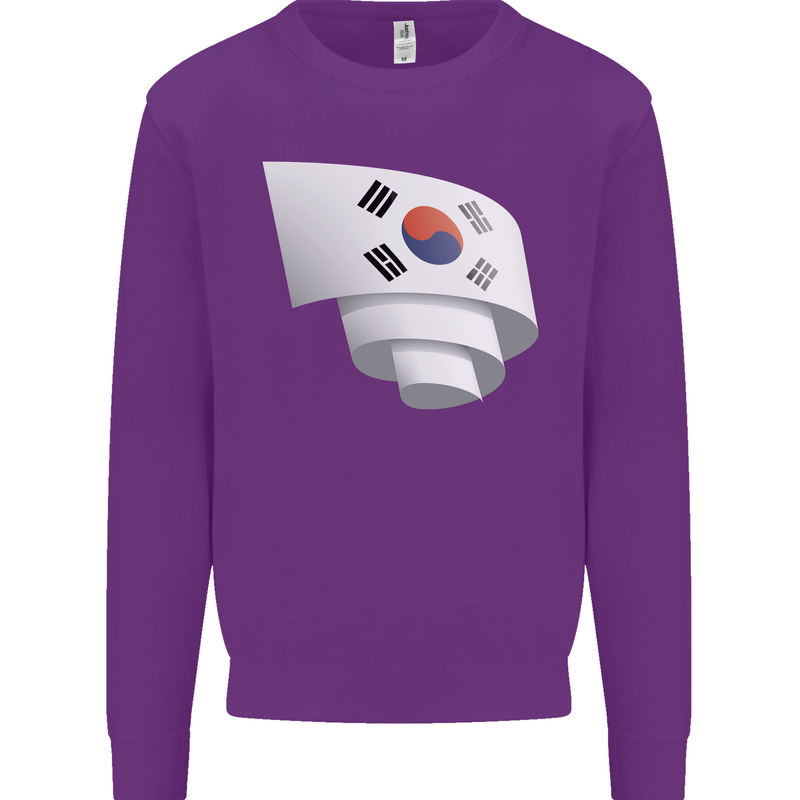 Curled South Korea Flag Korean Day Football Kids Sweatshirt Jumper Purple