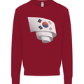 Curled South Korea Flag Korean Day Football Kids Sweatshirt Jumper Red