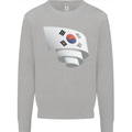 Curled South Korea Flag Korean Day Football Kids Sweatshirt Jumper Sports Grey