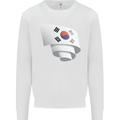 Curled South Korea Flag Korean Day Football Kids Sweatshirt Jumper White