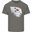 Curled South Korea Flag Korean Day Football Kids T-Shirt Childrens Charcoal