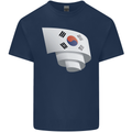 Curled South Korea Flag Korean Day Football Kids T-Shirt Childrens Navy Blue