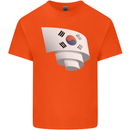 Curled South Korea Flag Korean Day Football Kids T-Shirt Childrens Orange