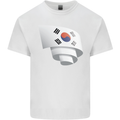 Curled South Korea Flag Korean Day Football Kids T-Shirt Childrens White