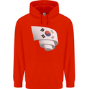 Curled South Korea Flag Korean Day Football Mens 80% Cotton Hoodie Bright Red