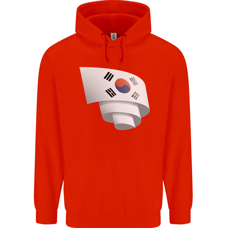 Curled South Korea Flag Korean Day Football Mens 80% Cotton Hoodie Bright Red
