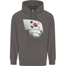 Curled South Korea Flag Korean Day Football Mens 80% Cotton Hoodie Charcoal