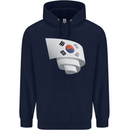 Curled South Korea Flag Korean Day Football Mens 80% Cotton Hoodie Navy Blue