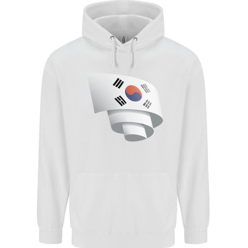 Curled South Korea Flag Korean Day Football Mens 80% Cotton Hoodie White