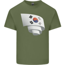 Curled South Korea Flag Korean Day Football Mens Cotton T-Shirt Tee Top Military Green