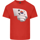 Curled South Korea Flag Korean Day Football Mens Cotton T-Shirt Tee Top Red