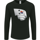 Curled South Korea Flag Korean Day Football Mens Long Sleeve T-Shirt Black