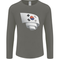 Curled South Korea Flag Korean Day Football Mens Long Sleeve T-Shirt Charcoal