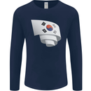 Curled South Korea Flag Korean Day Football Mens Long Sleeve T-Shirt Navy Blue