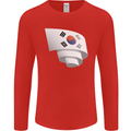 Curled South Korea Flag Korean Day Football Mens Long Sleeve T-Shirt Red