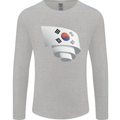 Curled South Korea Flag Korean Day Football Mens Long Sleeve T-Shirt Sports Grey